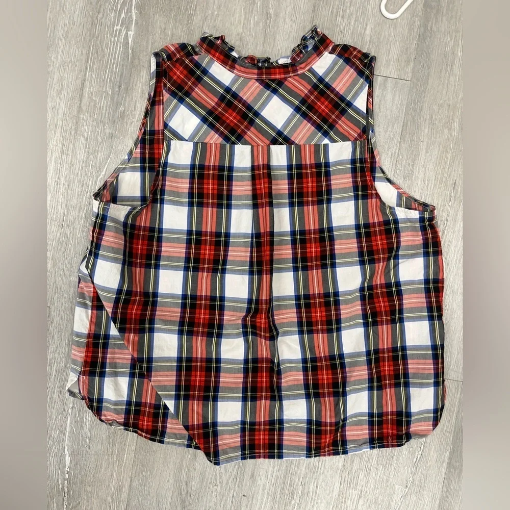 J Crew size 20 Sleeveless Red Plaid Tie-Neck Top